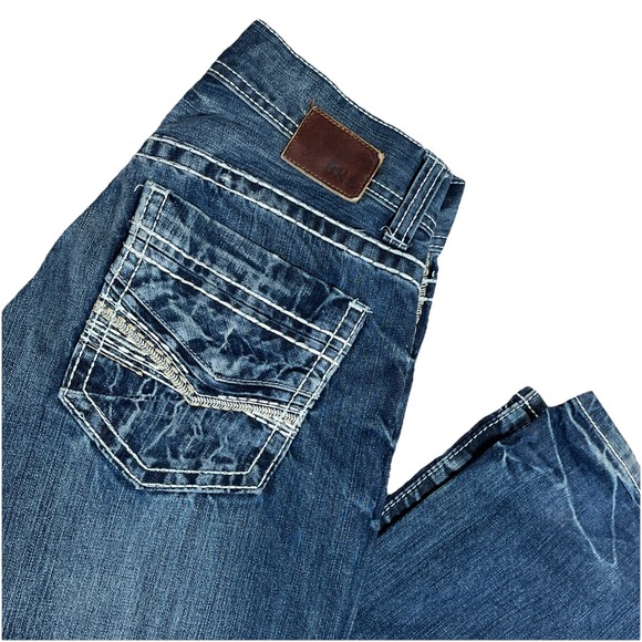 BKE Other - BKE Buckle Justin Mens 28x31 1/2 Distressed Straight Thick Stitch Jeans Jake EUC